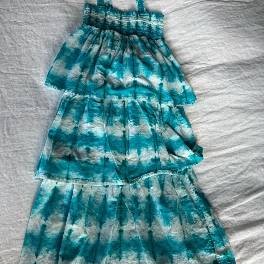 Blue and White Tiered Dress